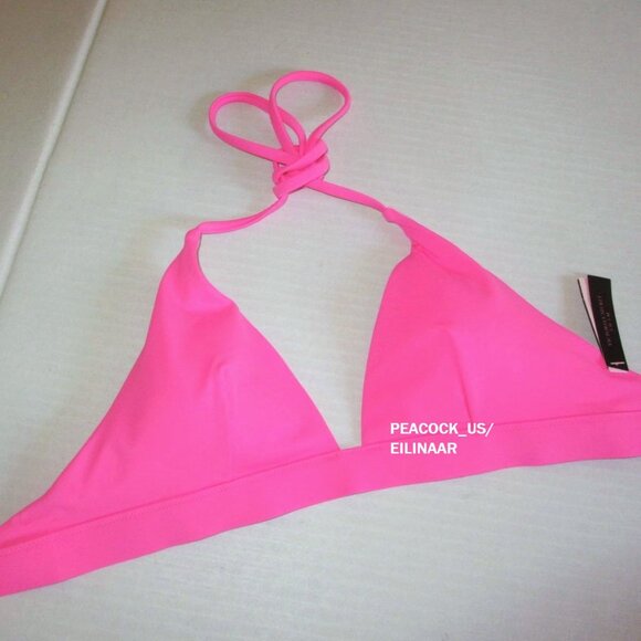 VICTORIA SECRET Swim Triangle Push Up Bikini Top Medium Hot Pink Removable pad - Picture 2 of 5